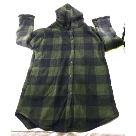 Boston Traders Hooded Jacket Men's L/XL Button Up Sherpa Fleece Lined Shacket Pl - Picture 1 of 9